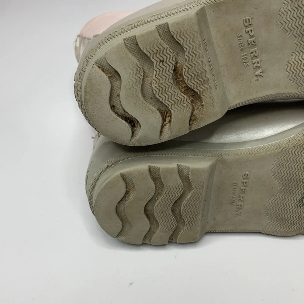 Sperry lace up Duck‎ Boots pink silver gray size 2 youth